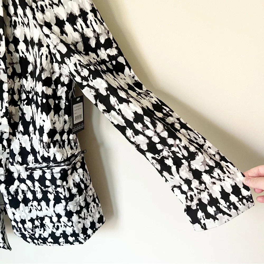 Badgley Mischka Studio Sylvie Stucco Print Notch Collar Stretch Blazer 6 NWT - Picture 6 of 13
